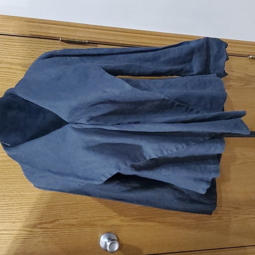 Flax black linen waterfall button up blazer